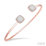 3/4 ctw Cushion Shape Lovebright Open Cuff Diamond Bangle in 14K Rose and White Gold