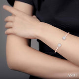 3/4 ctw Cushion Shape Lovebright Open Cuff Diamond Bangle in 14K Rose and White Gold