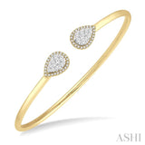 5/8 ctw Round Cut Lovebright Diamond Pear Shape Open Cuff Bangle in 14K Yellow and White Gold