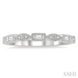 1/10 ctw Baguette & Round Cut Diamond Stackable Band in 14K White Gold