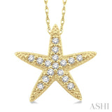 1/6 Ctw Round Cut Diamond Sea Star Pendant in 14K Yellow Gold with Chain