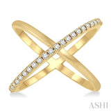 1/4 ctw Round Cut Diamond 'X' Ring in 14K Yellow Gold