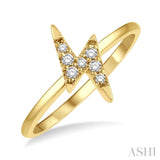 1/10 ctw Lightning Bolt Round Cut Diamond Petite Fashion Ring in 14K Yellow Gold