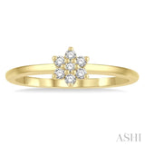 1/8 ctw Floral Round Cut Diamond Petite Fashion Ring in 14K Yellow Gold