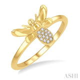 1/20 ctw Bumble Bee Round Cut Diamond Petite Fashion Ring in 14K Yellow Gold