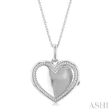 1/10 ctw Heart Shape Round Cut Diamond Keepsake Locket Pendant With Chain in Sterling Silver