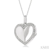 1/10 ctw Heart Shape Round Cut Diamond Keepsake Locket Pendant With Chain in Sterling Silver