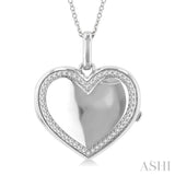 1/10 ctw Heart Shape Round Cut Diamond Keepsake Locket Pendant With Chain in Sterling Silver