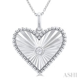 1/20 ctw Heart fluted medallion Round Cut Diamond Pendant With Chain in Sterling Silver