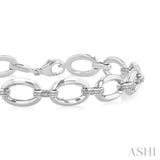 1/10 ctw  Oval Shape D-Link Round Cut Diamond Bracelet in Sterling Silver