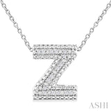 1/20 ctw Bubble Accent Initial 'Z' Round Cut Diamond Fashion Pendant With Chain in Sterling Silver