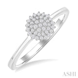 1/6 ctw Petite Round Shape Round Cut Diamond Cluster Fashion Ring in 10K White Gold