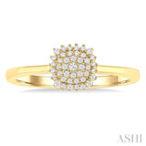 1/6 ctw Petite Cushion Shape Round Cut Diamond Cluster Fashion Ring in 10K Yellow Gold