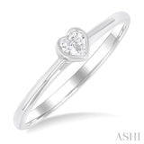 1/6 ctw Petite Bezel Set Heart Shape Diamond Fashion Ring in 10K White Gold