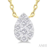 1/10 ctw Lovebright Petite Pear Shape Round Cut Diamond Fashion Pendant With Chain in 10K Yellow Gold