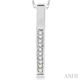 1/10 Ctw Round Cut Diamond Stick Pendant in 10K White Gold with Chain