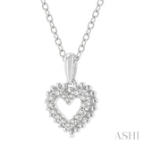 1/10 ctw Petite Heart Round Cut Diamond Fashion Pendant With Chain in 10K White Gold