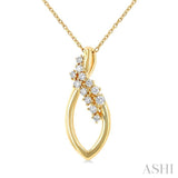 1/5 Ctw Marquise Shape Scattered Round Cut Diamond Fashion Pendant With Chain in 10K Yellow Gold