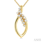 1/5 Ctw Marquise Shape Scattered Round Cut Diamond Fashion Pendant With Chain in 10K Yellow Gold