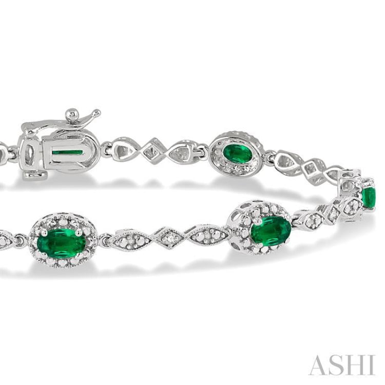 White Gold Spot Chain Emerald and Diamond Bracelet – Meira T Boutique