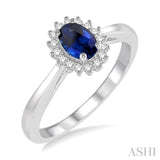 Oval Shape Gemstone & Diamond Ring