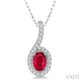 Oval Shape Gemstone & Diamond Pendant