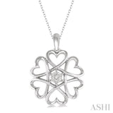 Heart Shape Silver Diamond Fashion Pendant