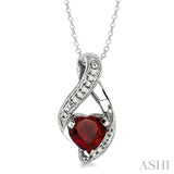 Heart Shape Silver Diamond & Gemstone Fashion Pendant