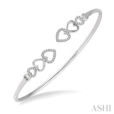 1/4 Ctw Heart Charm Open Center Round Cut Diamond Flexi Bangle in 10K White Gold