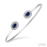 Oval Shape Gemstone & Diamond Open Cuff Bangle