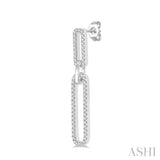 Paper Clip Diamond Fashion Long Earrings