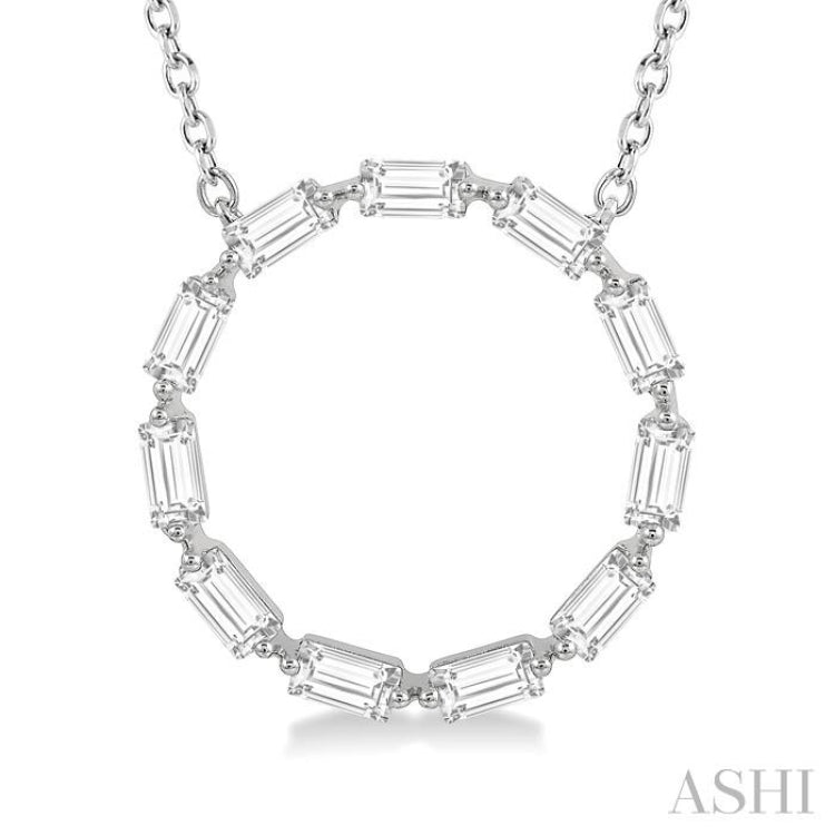 Circle baguette online diamond necklace