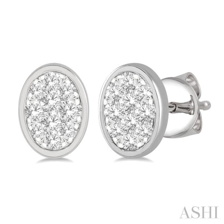 Oval shaped store diamond earrings