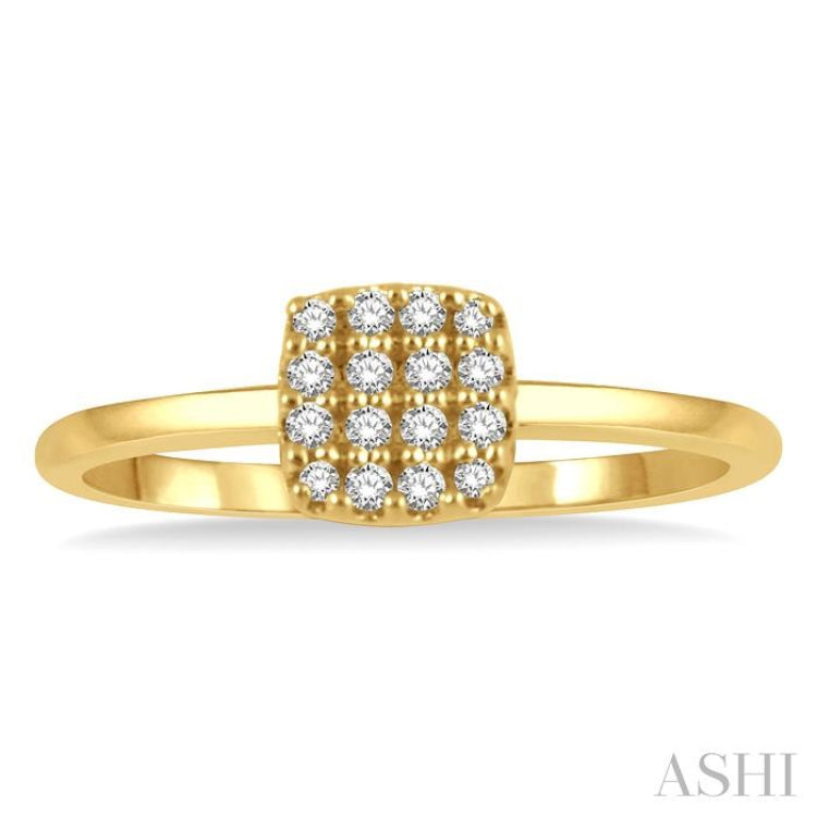 1/8 Ctw Cushion Shape Round Cut Diamond Petite Fashion Ring in 10K Yellow  Gold